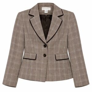 Old Money Dark Academia Plaid Blazer Womens Size 2P Tailored Corpcore Luxury